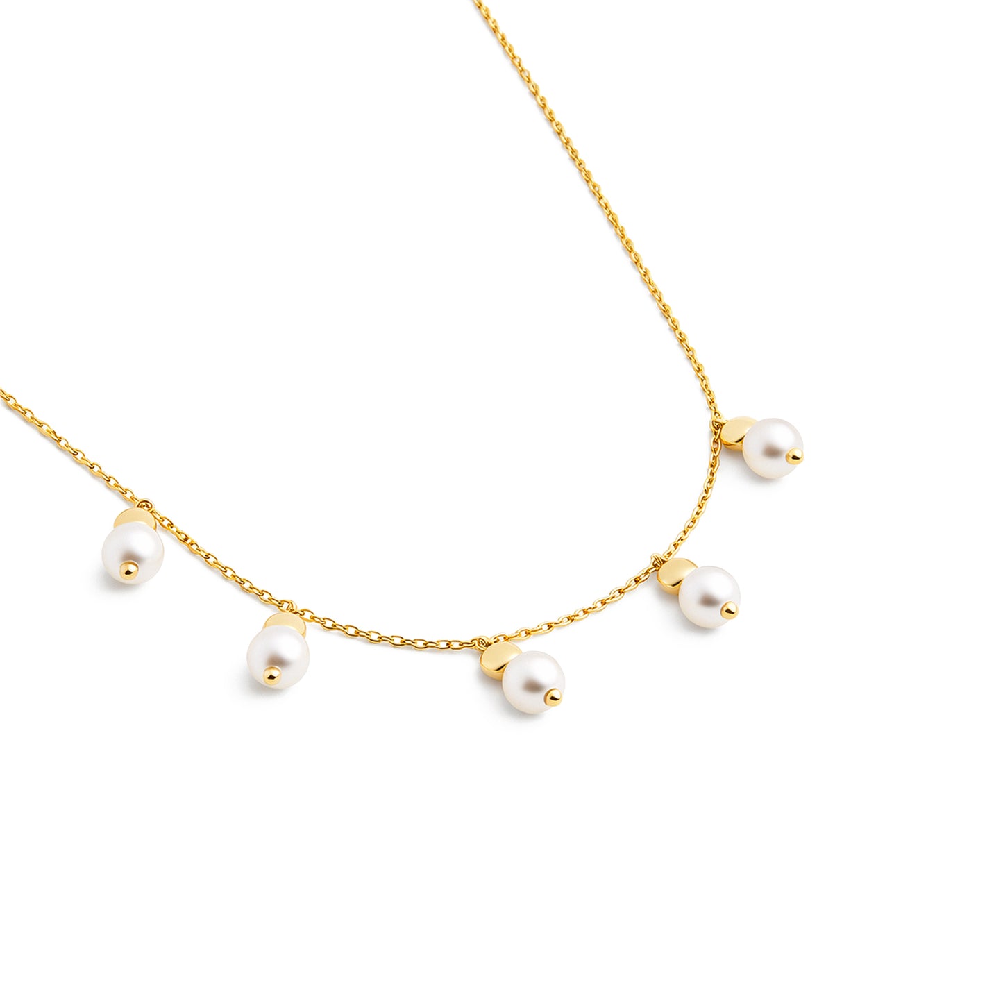 Dangling Peal Necklace Yellow Gold