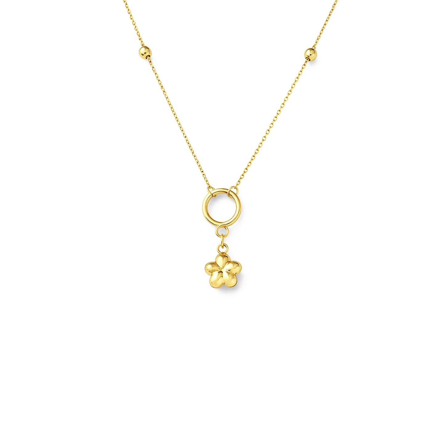 Dangling Flower Necklace Yellow Gold