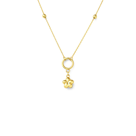 Dangling Flower Necklace Yellow Gold