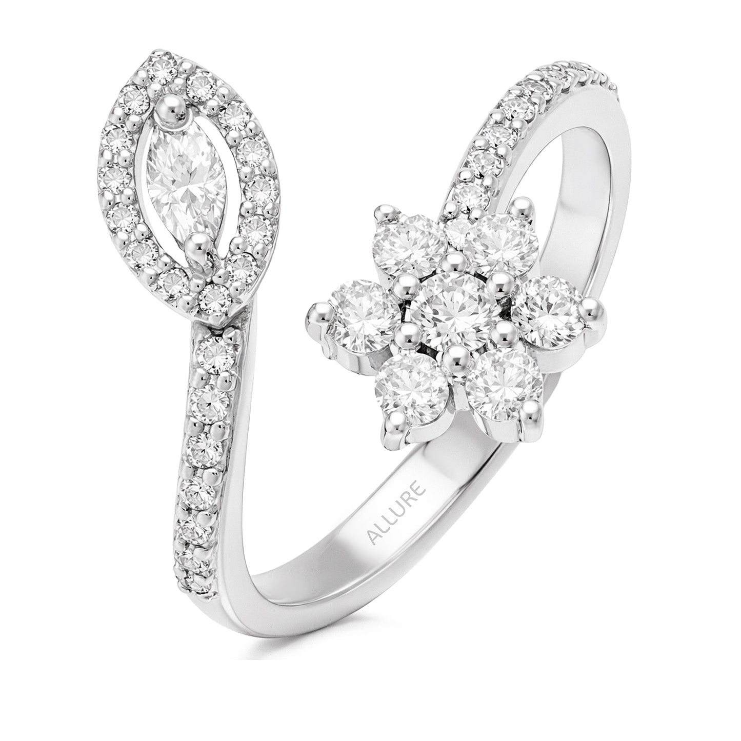 Ring White Gold Diamond flower