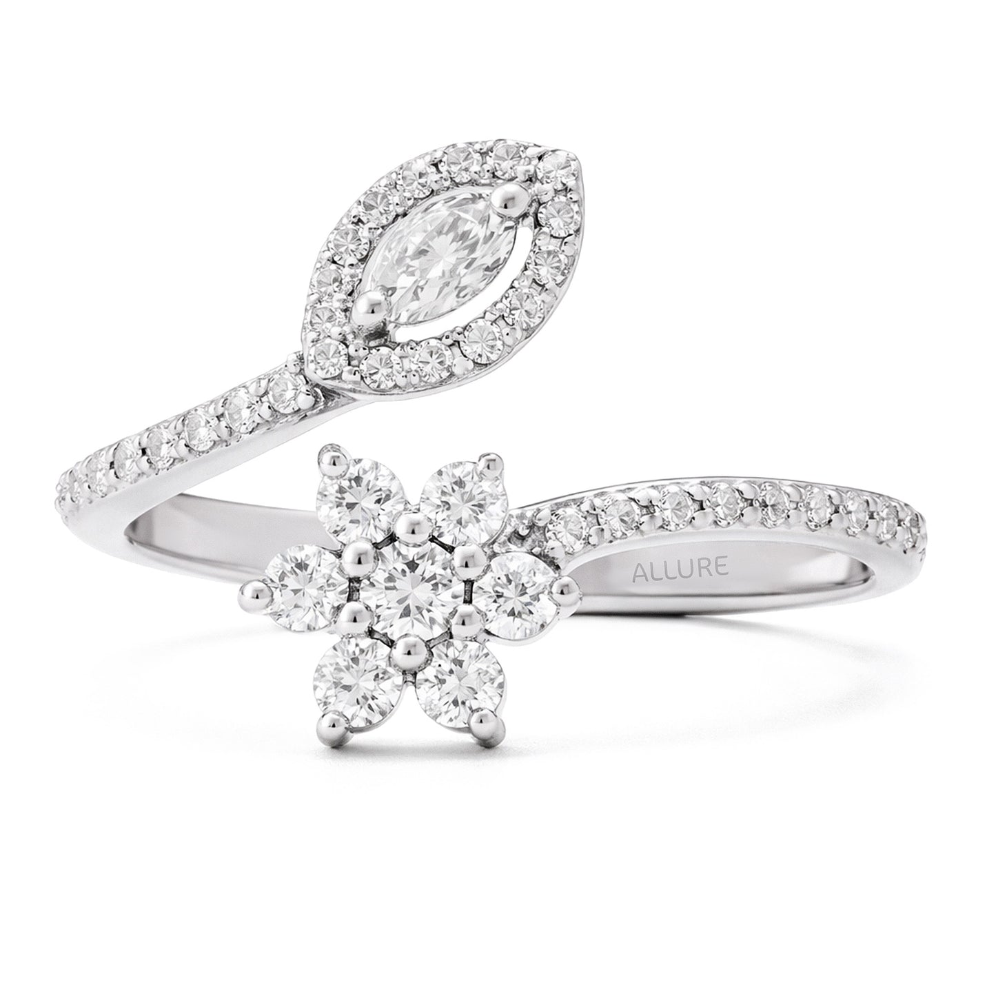 Ring White Gold Diamond flower