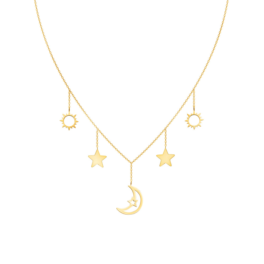 Necklace Dangling Multi Motif Charms