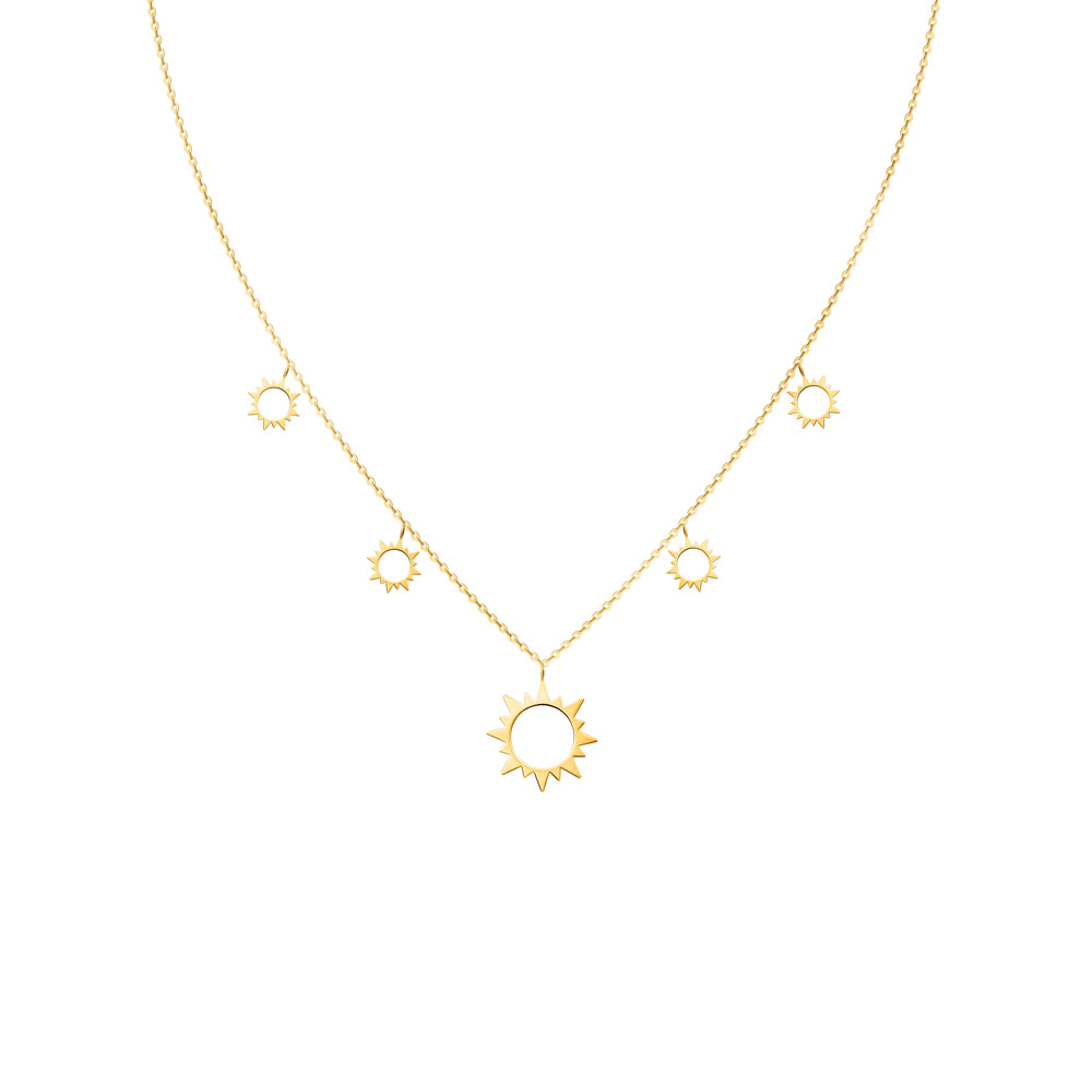 Necklace Dangling Multi Sun Charms