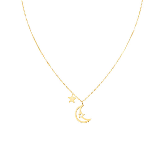 Necklace Half Moon and Small Star Charm